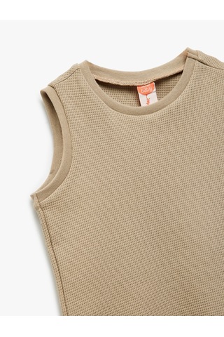 Koton Bisiklet Yaka Kolsuz Dokulu Pamuklu Basic Atlet Kahverengi 5smb30035tk Kahve