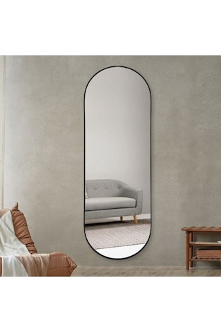 Model Alfa Dekoratif Ayna Boy Aynası Mdf 180cm X 62 Cm Elips Ayna Siyah