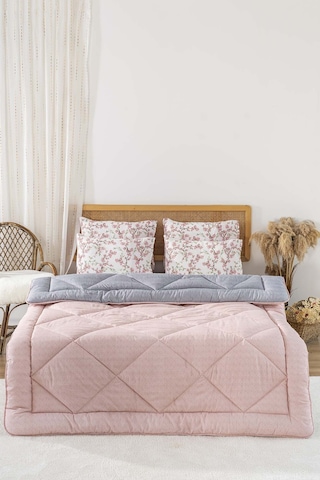 Rivaistanbul Pudra-gri Modie Çift Kişilik Çift Taraflı Lüx Yorgan 195x215 Cm Pembe