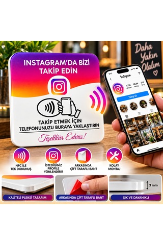 Premium Nfc Instagram Takip Kartı Premium Tasarım İşletmeler İçin Pleksi Kart
