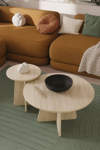 Luna Model 2 Li Orta Sehpa Seti, 58 Cm, 40 Cm Çaplı, Yükseklik 39 Cm, 46 Cm İskandinav Stil Çok Renkli