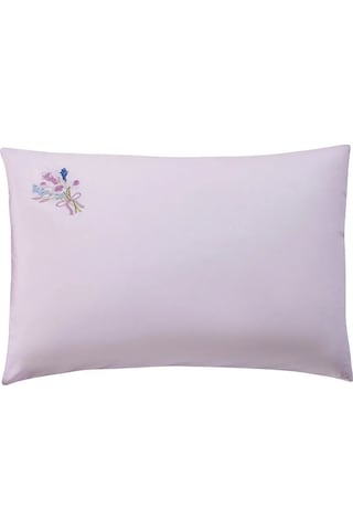 Lila Çiçek Nakışlı Pamuklu Yastık Kılıfı 50x70 Cm