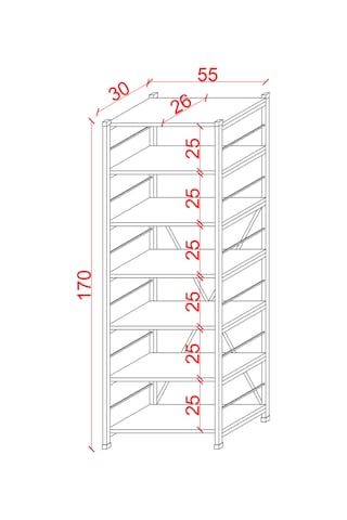 Asra Trend 6 Raflı Metal Kitaplık METALK01 %100 MDF Tek Modül Modern Kütüphane Beyaz