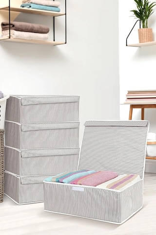 5 Adet Kapaklı Çok Amaçlı Hurç Saklama Kutusu Organizer Baza 50 X 40 X 19 Cm Gri Gri 5 Adet Kapaklı Çok Amaçlı Hurç Saklama Kutusu Organizer Baza 50 X 40 X 19 Cm Gri Gri