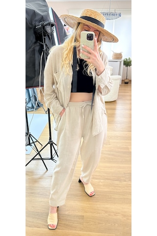 Modaonna Keten Jogger Keten Pantolon Bej
