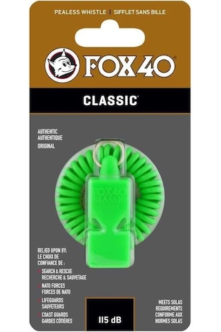 Fox 40 Classic Safety Neon Yeşil-bileklikli Düdük 9935-1400 Siyah - Beyaz