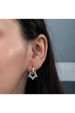 Aya Diamond Gümüş Rose Sallantılı Yıldız Kadın Küpe Rose