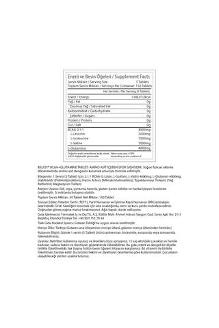 Bcaa+ Glutamine 150 Tablets 30 Servis Aminoasit Aromasız