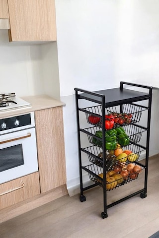 Digithome Metal 4 Katlı Patates Soğan Sepeti Sebzelik Düzenleyici 1-1-369 Siyah