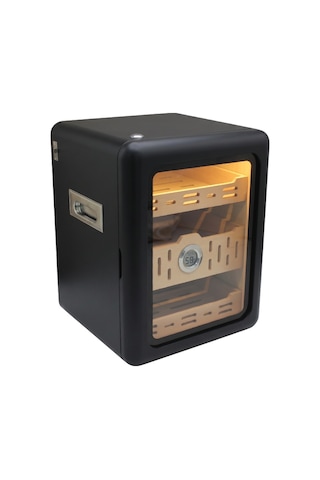 Premiumquality Las Palmas İçi Ledli Siyah Sedir Humidor Puro Kutusu - Tr9829