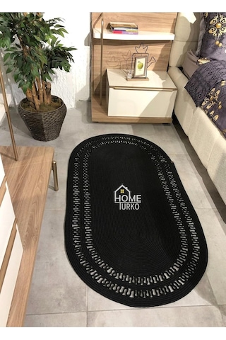 Home Turko Hasır, Kilim, Paspas, Jüt Yolluk, Siyah Desenli, Kolidor, Balkon, Mutfak, Halısı, Dekoratif Paspas 60 X 9 Diğer