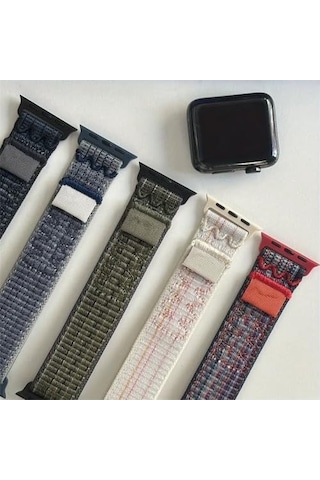 Apple Watch Uyumlu Nylon Loop Kumaş Kordon - 49mm/46mm/45mm/44mm/42mm/41mm/40mm/38mm Uyumlu - Apple Watch Se & Ultra 3/2/1 & Series 11-1