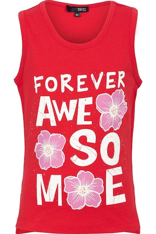 Brz Kids Baskılı Yırtmaçlı Kız Çocuk Sıfır Kol T-shirt-kırmızı Kırmızı