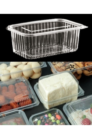 Plastik Sızdırmaz Kap 2000 Gr 50'li Plastik Kapaklı Kase Saklama Kabı Şeffaf Kullan At Kase