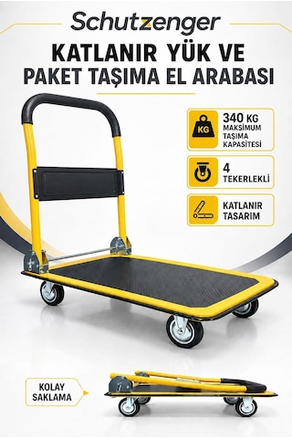 Maksimum 340 Kg Kapasiteli Platformlu Taşıma Arabası Katlanabilir 4 Tekerlekli Yük Ve Koli Taşıma Arabası