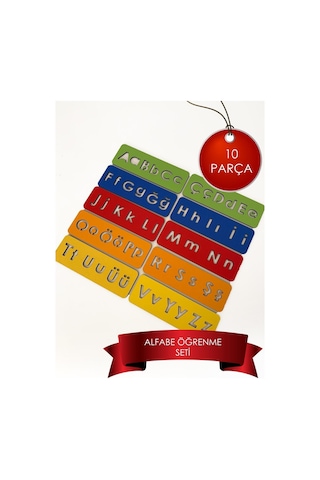 Pey Aksesuar Çocuk Montessori - Alfabe Öğrenme Seti - 5 Renkli El Kası Geliştirme 10 Parça