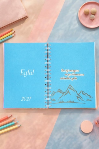 Lizy 2026-2027 Spiralli Akademik Planlayıcı Ajanda 17x24 Cm Tasarım-2 Yeşil
