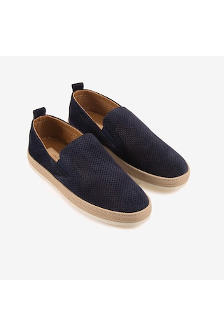 Kemal Tanca Andrea Giovanni Erkek Kauçuk Taban Süet Perfore Casual Loafer 5187 Lacivert