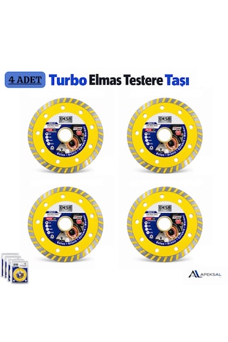 4 Adet Turbo Elmas Testere Taşı 115 Mm Beton Granit Seramik Mermer Taş Kesme Diski