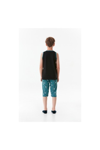 Fullamoda Baskılı Bisiklet Yaka Erkek Çocuk Pijama Takımı 24mıcg631212227-siyah 24MICG631212227-Siyah