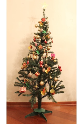 Yılbaşı Çam Ağacı Süslü 150cm 220 Dal Ve Peri Led Işıklı