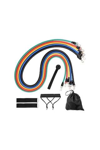 Ckspor 11 Parça Latex Direnç Bandı Seti Kapı Arkası Egzersiz & Fitness Lastiği Seti Cks-124