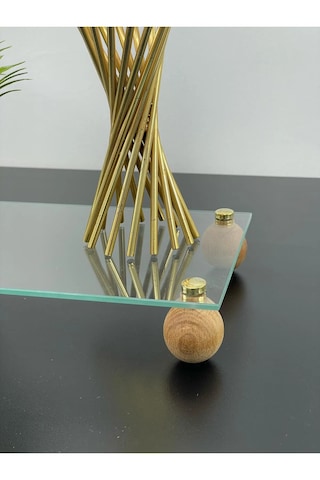 Ahşap Top Ayaklı Dikdörtgen Şeffaf Pleksi Sunumluk Servis Düzenle