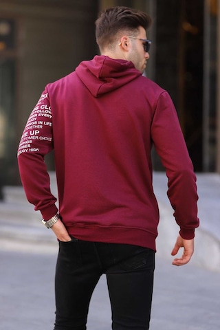 Madmext Bordo Baskılı Kapüşonlu Sweatshirt 6009 Bordo