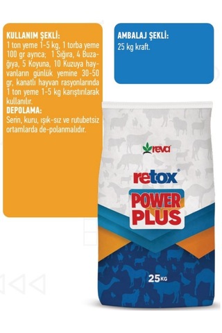 Retox Power Plus Toksin Bağlayıcı Hayvan Yem Katkı 25 Kg Kraft