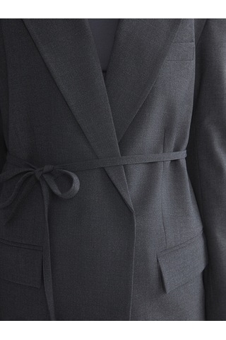 Lcw Modest Antrasit Beli Kuşaklı Kadın Blazer Ceket
