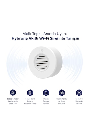 Hybrone Akıllı İç Ortam Siren Uzaktan Kontrol Ayarlanabilir Ses Süresi Yangına Dayanıklı
