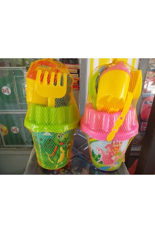 Fileli Büyük Yuvarlak Full Aksesuarlı Kova Kürek Seti 7 Parça Erkek Çocuk Için