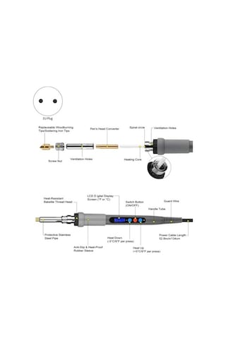 Ganzhoushop Yakma Tak Sanatları Pyrography Lcd Kiti Kiti Kalem Havya, Gravür El Dijital Araçları, Araç Ahşap Adet Ab 60w 45 Yh