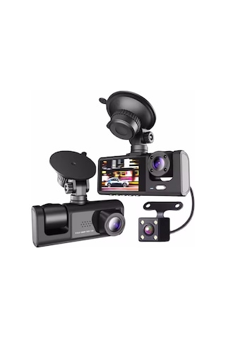 Pro Cc33 1080p Full Hd Araç Içi Kamera Ön Arka Ve Iç Kayıt 3 Kamera Gece Görüşlü G Sensör Geniş Açı