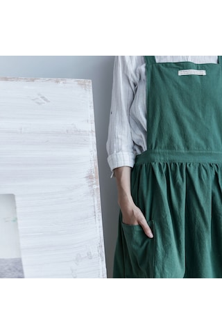 Springsun Nordik Kalite Mutfak Önlüğü - Dayanıklı Kumaş, Rahat Kullanım, Ev Ve Kafe İçin İdeal Koyu Yeşil