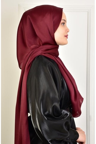 Burden Ipek Janjan Saten Şal Bordo Bordo
