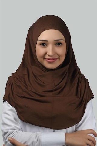 Altobeh Hazır Türban Büzgülü Pileli Pratik Eşarp Tesettür Hijab - Namaz Örtüsü - Çikolata
