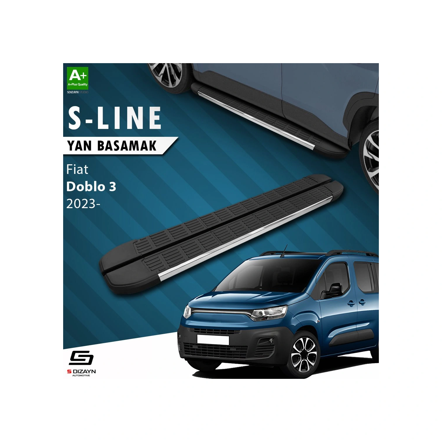 S-dizayn Fiat Doblo 3 S-line Krom Yan Basamak 203 Cm 2023 Üzeri
