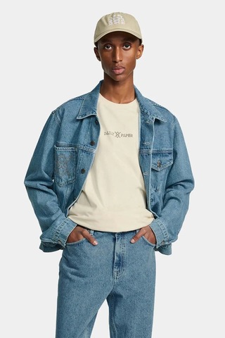 Daily Paper Nunise Denim Ceket - Orta Mavi Renk, Şık Tasarım Ve %100 Pamuklu Açık Mavi