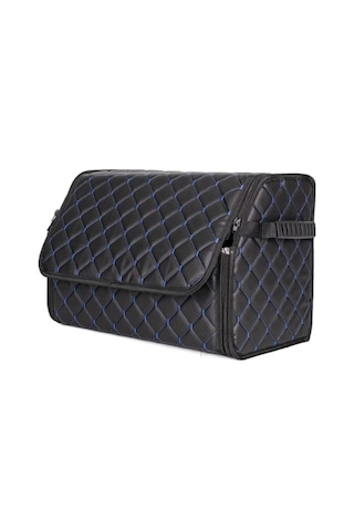 Oto Bagaj Organizeri Kapitone Deri Çanta Mavi Dikişli Siyah