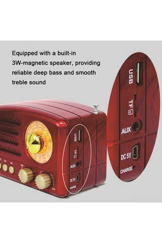 Reedark Kahverengi M-160bt Retro Radyo: Bluetooth Hoparlör, Tf Kart/usb Destekli, 3w Ses, 1200mah Pil, Taşınabilir Mp3 Çalar