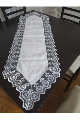 Runner Dantel Kenar Kadife Kumaş