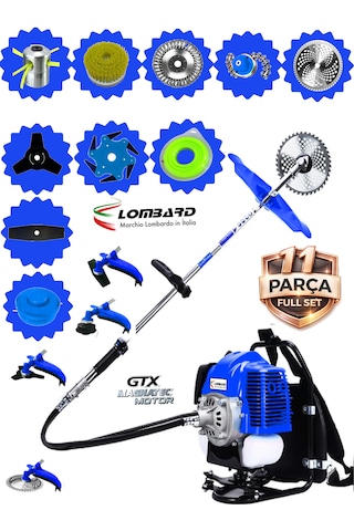 Cros Lombard Italy 11-xl Royale Sırt Tipi Benzinli Ot Çalı Çim Biçme Tırpanı+ Full Bahçe Setli Halı Yıkamalı