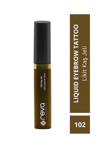 Koyu Kahverengi Likit Kaş Maskarası & Liquid Eyebrow Tattoo 5ml - No: 102 Vegan & Temiz Içerikli Siyah