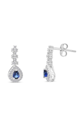 0.60 Karat Laboratuvar Pırlanta Safir Küpe - Hrd Sertifikalı