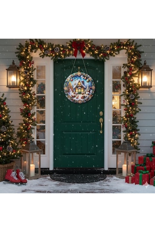 Kardan Adamlı Yeni Yıl Evi Kapı Ve Duvar Süsü 30x30