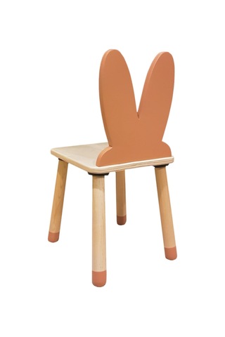 Woodnjoy Wood & Joy Doğal Ahşap Renkli Çocuk Sandalye Tavşan Pembe
