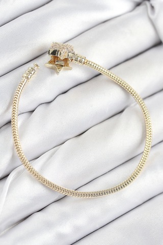 Pirinç Charm Zirkon Taşlı Yıldız Model Gold Renk Kadın Bileklik - Tj-bb7810 Çok Renkli