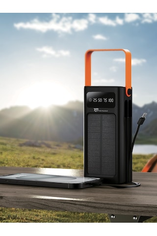 7go Gpw-03 30.000mah Solar Powerbank 4xusb-a, Qualcomm 3.0 Hızlı Şarj, Dahili Lightning & Usb-c Ka Siyah