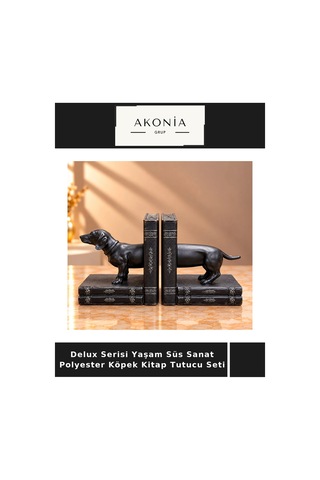 Delux Serisi Yaşam Süs Sanat Polyester Köpek Kitap Tutucu Seti
